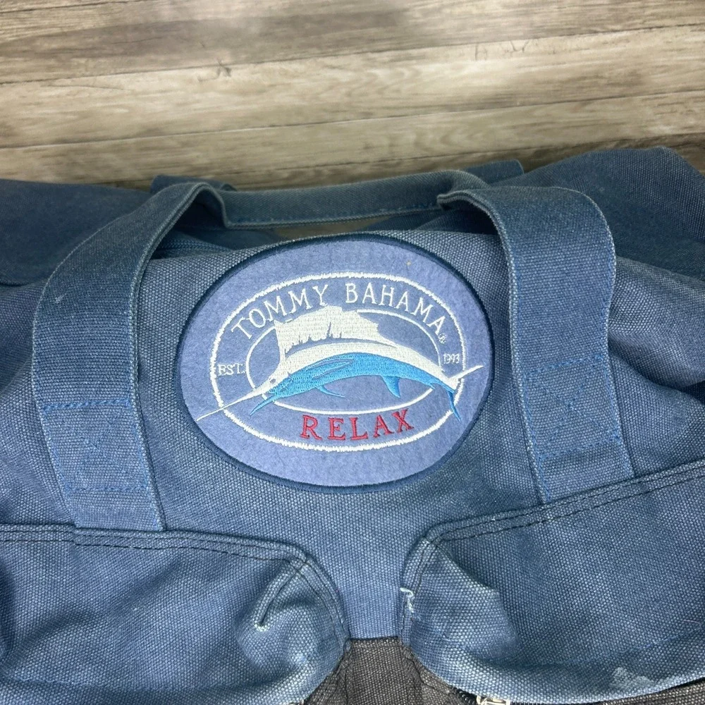 Tommy Bahama Canvas Duffle Relax‎ Patch Coastal Nautical Travel Resort